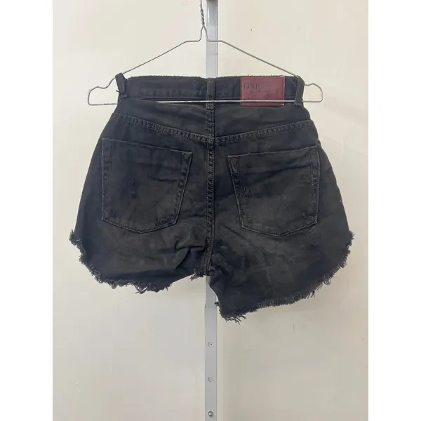 NWT One Teaspoon 26 Hawks Black Van Distressed Button Fly Low Waist Jean Shorts - Image 4