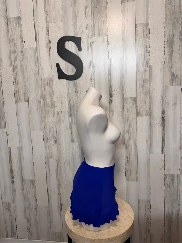 SheIn Ruffle Wrap Swim Skirt Bikini Cover Up Womens Small Royal Cobalt Blue - Image 3