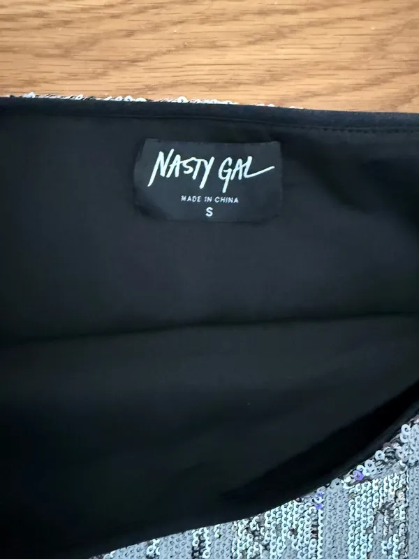 NASTY GAL Silver Sequin Mini Skirt Size Small - New with Tag - Image 2