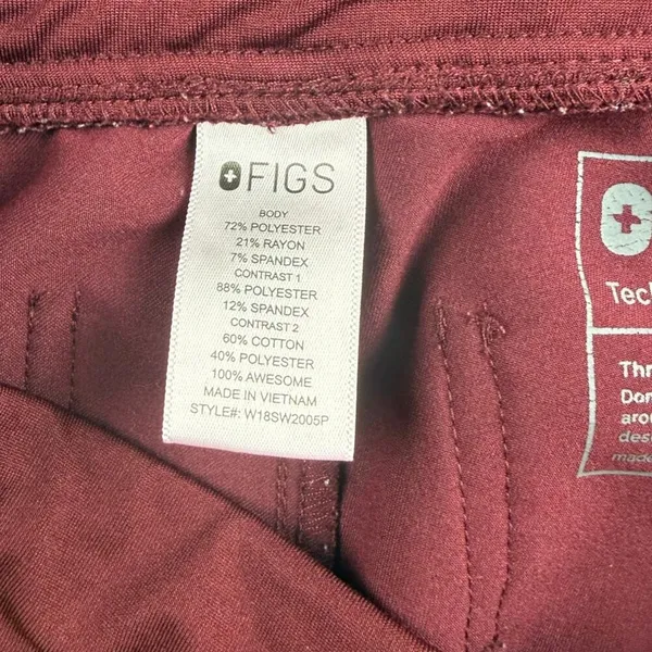 FIGS Women's Zamora Jogger Scrub Pants XS Burgundy - Image 7