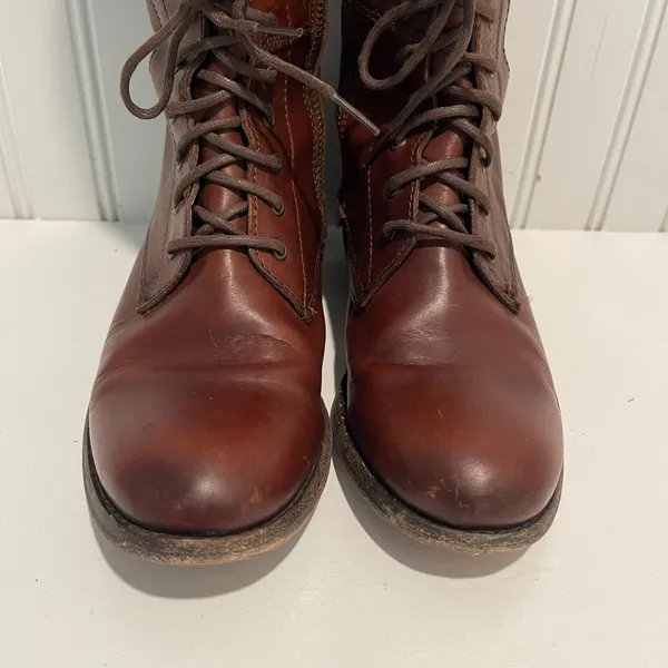 Frye Melissa Tall Lace Boots Women 7.5 Brown Leather Equestrian Riding Combat - Image 7
