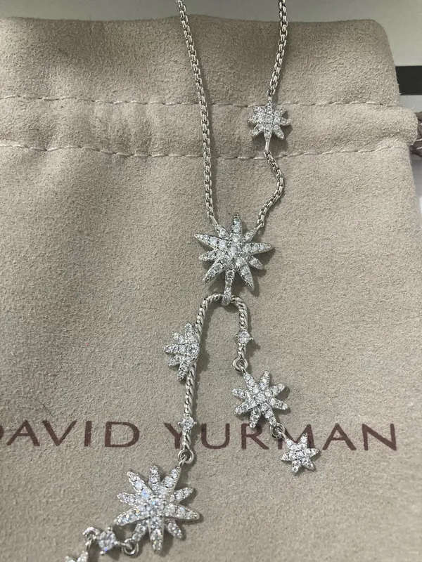David Yurman Starburst Multi Star Drop Necklace 925 Silver - Image 3
