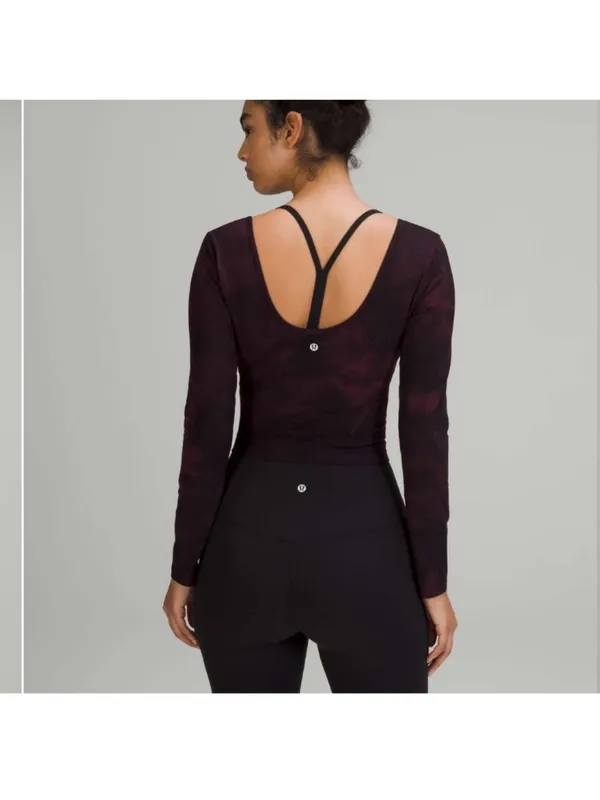Lululemon Align Long Sleeve Shirt Diamond Dye Cassis Black Sz 4 - Image 8