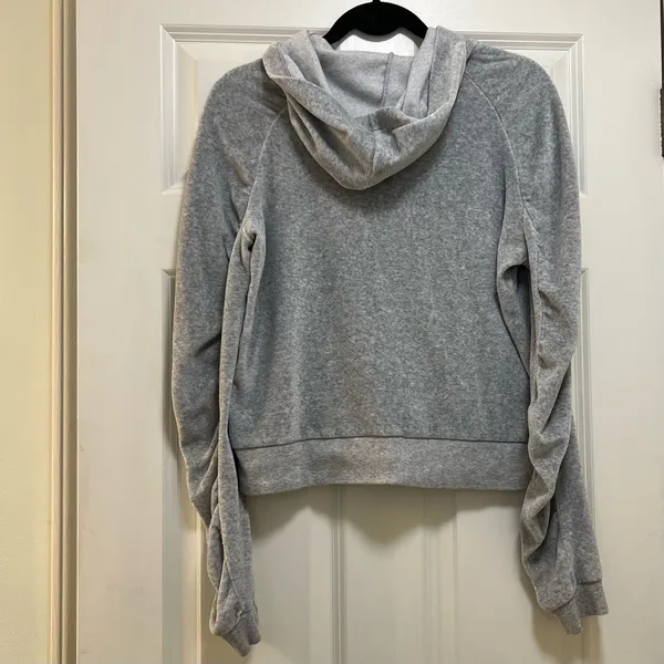 MICHAEL Michael Kors Gray Velour Hooded Sweatshirt Size Medium - Image 3