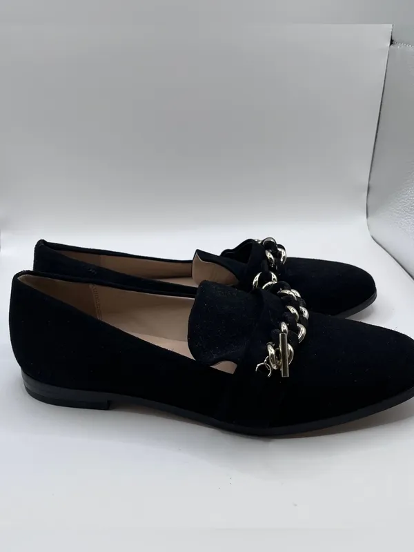 Karl Lagerfeld Paris Lynette Women's Black Suede Chain Loafer Flats Shoes 8.5M - Image 4