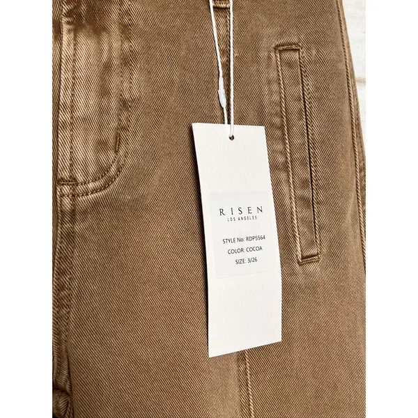 RISEN Cocoa Brown Cargo Pants Women's Size 3/26 High Rise Wide Leg Jeans - Image 3