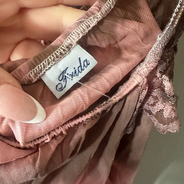 Frida Pink and Brown Tie Dye Halter Dress Vintage Size Small Medium - Image 6
