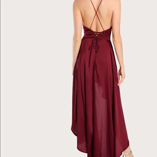 ✨ Crisscross Back Plunging High Low Cami Dress✨ Red Size L - Image 6