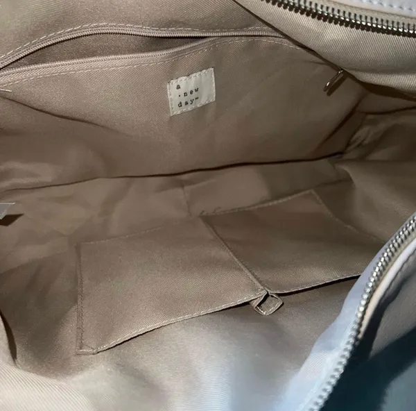 Faux Leather Beige Tote Bag Tan - Image 5