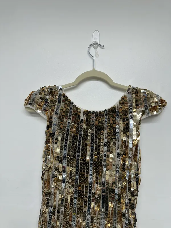 Topshop Gold Sequined Mini Dress - Image 5