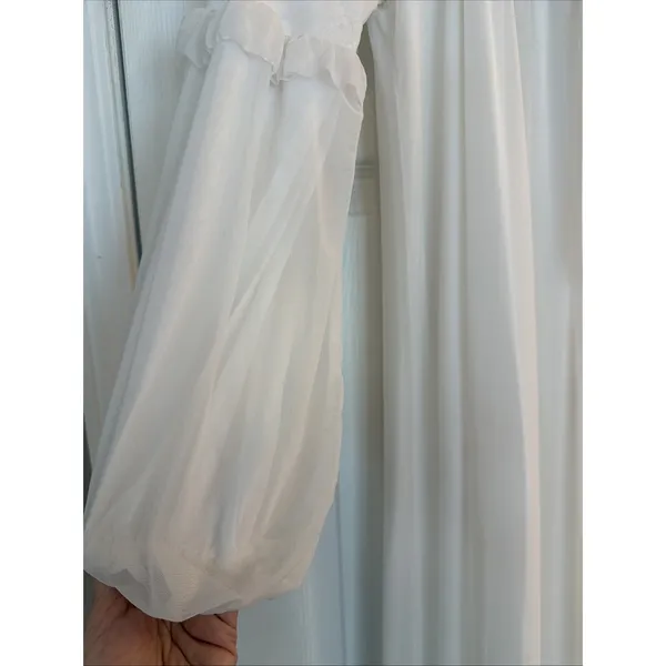 Vtg Princess Nightgown Small Bridal Peignoir White‎ Puff Sleeve Honeymoon Ruffle - Image 3