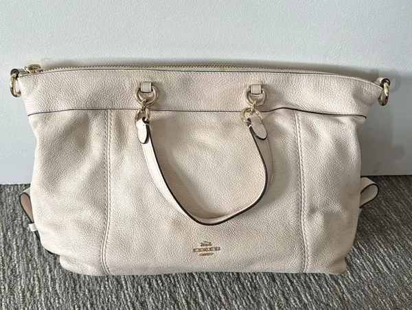 Coach Chalk White Pebbled Leather Lenox Satchel F59325 - Image 2