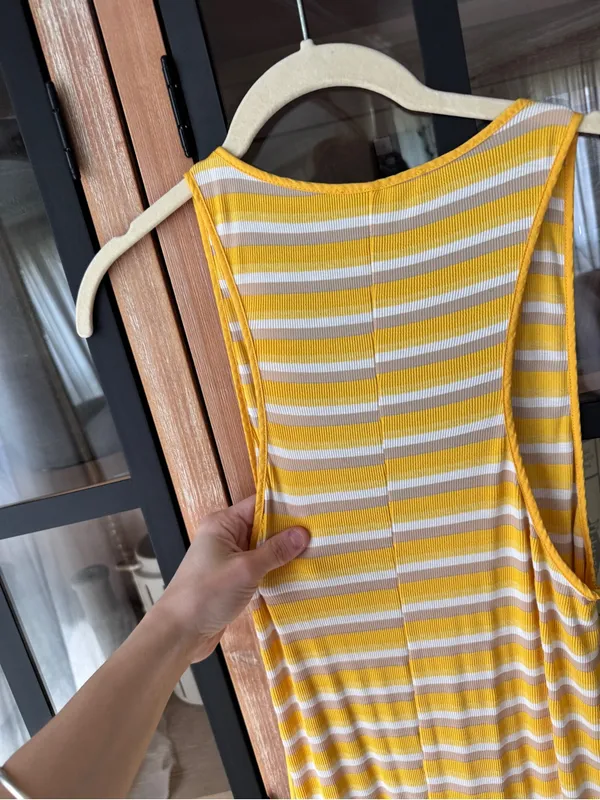 Zara maxi dress ribbed Striped Sleeveless Tank scoop neck knit beach stretchy - Image 8
