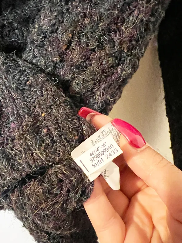 Aerie Cozy Gray Two-Tone Sweater Speckled Colorful Knit Hoodie - Image 9