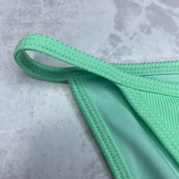 Peixoto Tinga Triangle Cheeky Bikini Bottom Thin Side Straps Mint Rib XS - Image 7