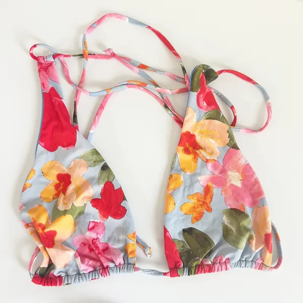 9.0 Swim Womens Floral Tropical Resortwear High Cut Triangle Bikini Set Size‎ 8 - Image 2