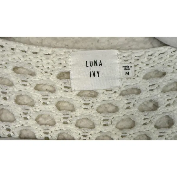 Luna‎ Ivy Cardigan Sweater Womens Medium Crochet Granny Square Boho Hippie Indie - Image 3