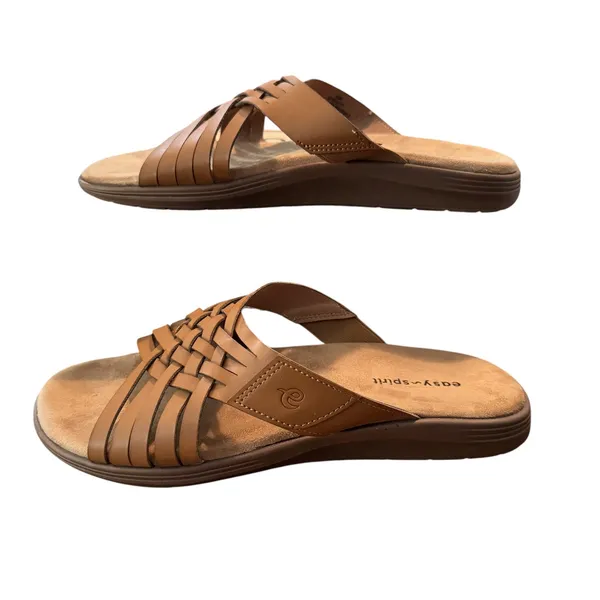 Easy Spirit Seeley Tan‎ Brown Woven Multi Strap Slide Sandals Womens 8.5 M - Image 4