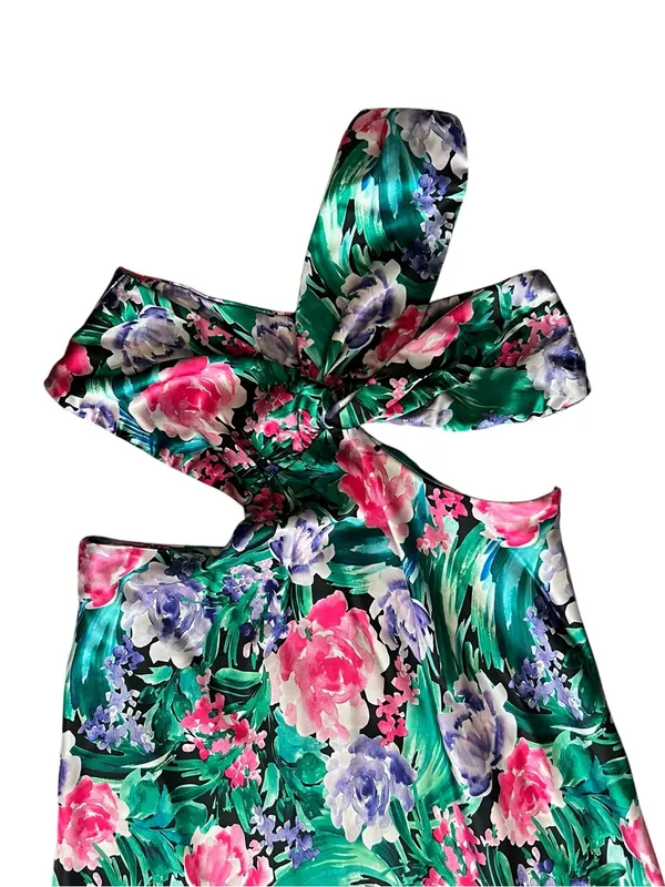 Free People Audette Studios Women’s Floral Printed Cutout Maxi Dress Multi Sz L - Image 3