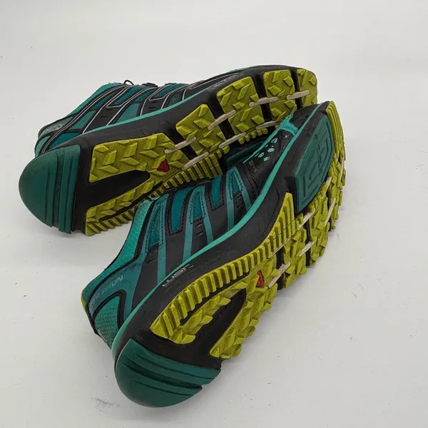 Salomon XR Mission CS ClimaShield Trail Running Shoes Teal Black Lime size 9.5 - Image 7