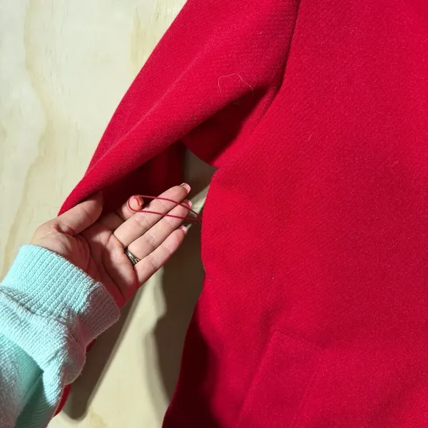 Old Navy Womens Large Long Red Double Breasted Peacoat‎ Trench Coat NWT - Image 7