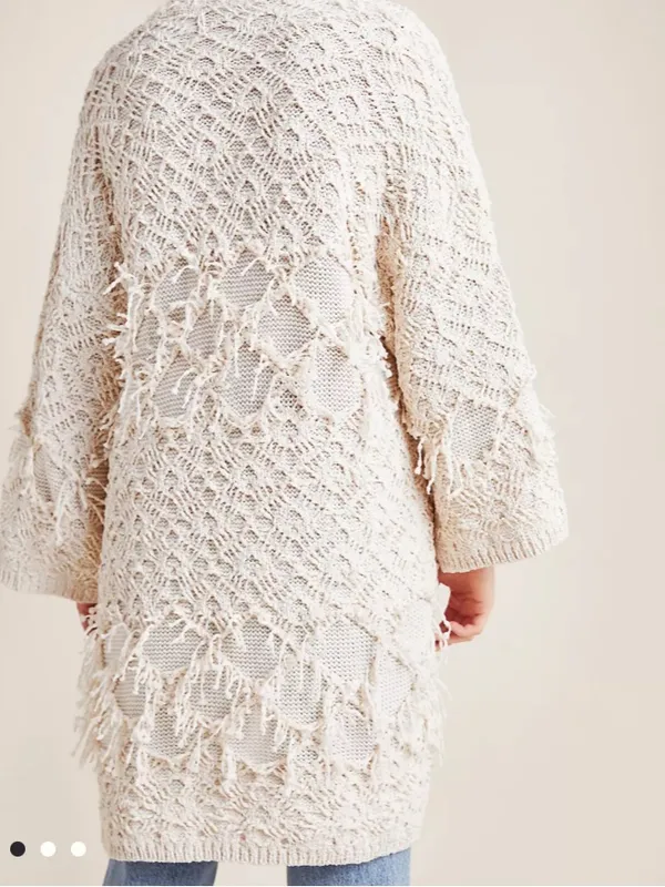 Akemi + Kin Anthropologie Textured Fringe‎ Blanket Cardigan OS - Image 4