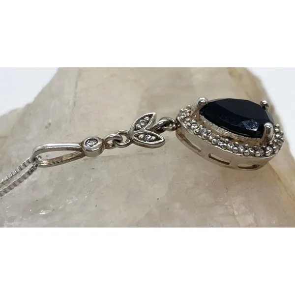 Vintage RJ Cubic Zirconia CZ Sterling‎ 925 Silver Pendant 18'' Chain Necklace 3g - Image 4