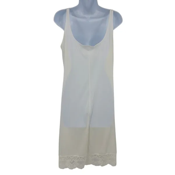 Vtg Lingerie Ivory Lace Trim Slip Dress Sz M Nightgown Coquette Fairy Cottage - Image 6