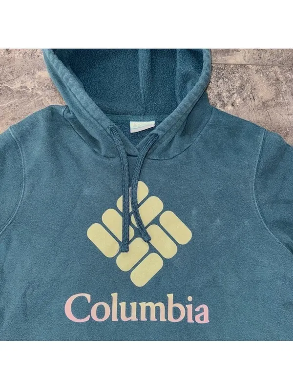 Columbia Teal Blue Green Hoodie Size Medium - Image 2