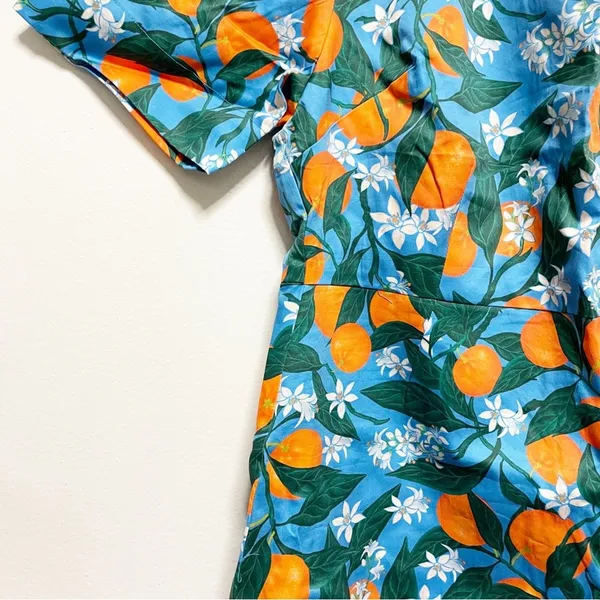 Kit Orange Print Short Sleeve Knee Length Dress - Image 5