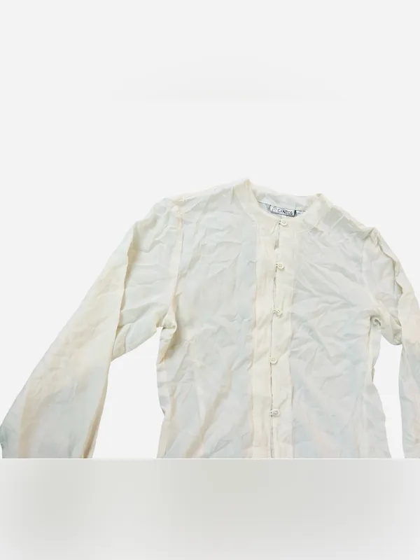 100% Silk Lightweight Cream Button - Image 3