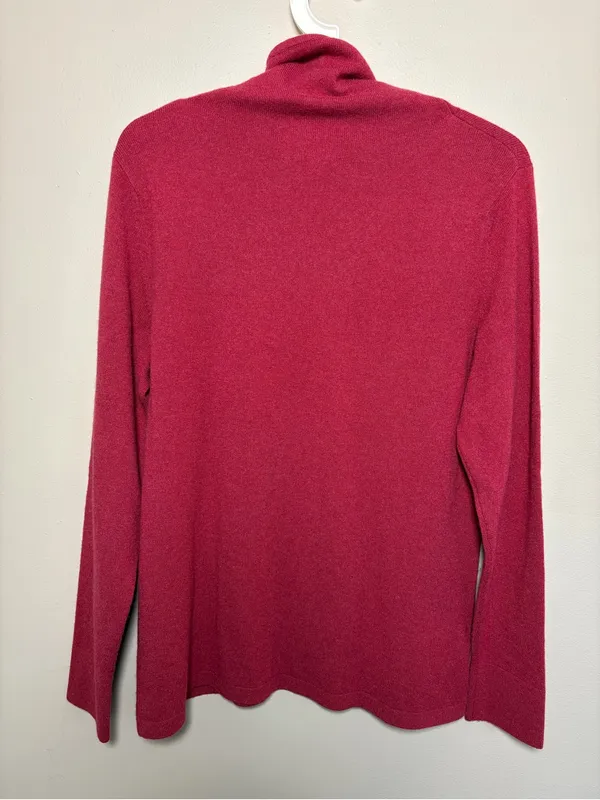 Nordstrom 100% Cashmere Mock Neck Sweater Red Burgundy - Image 5