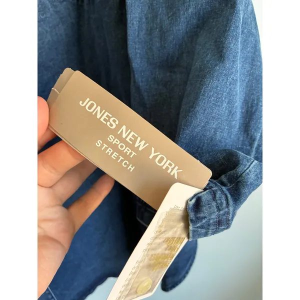 Jones New York Sport Stretch Denim Button Up Top Women's 18W - Image 2