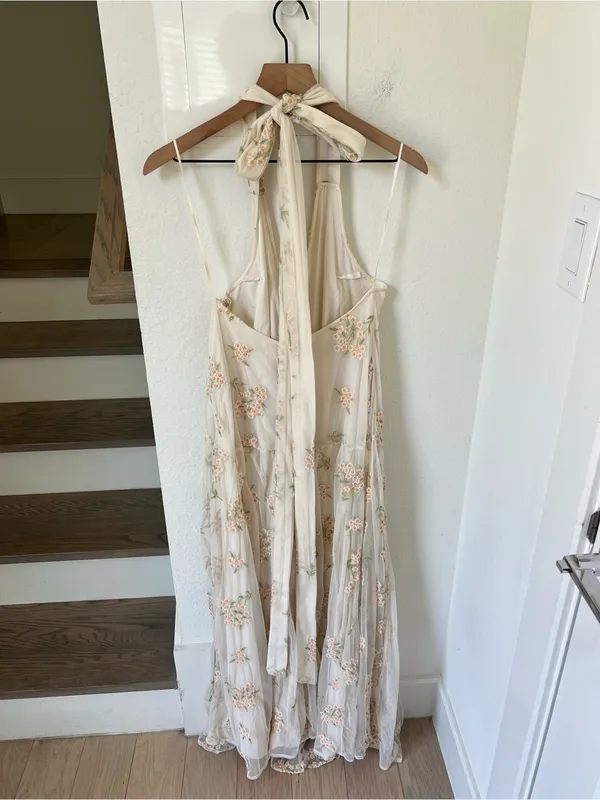 Free People Embroidered Holding On Convertible Maxi Dress in Cream - Image 3
