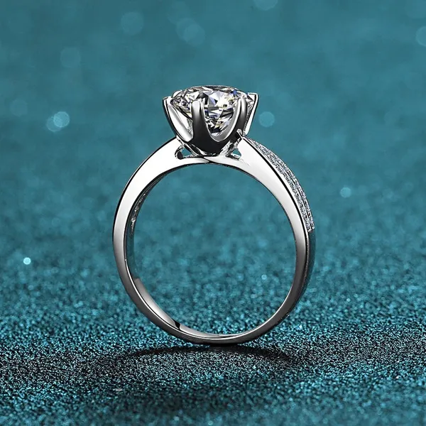 18K White Gold Plated 1 CT Cubic Zirconia CZ Diamond Wedding Ring - Image 3