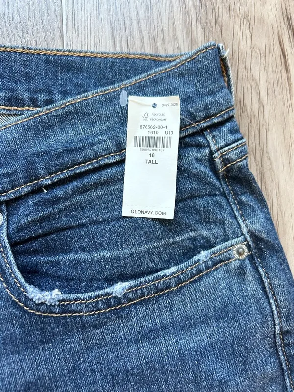 Old Navy Women's Mid Rise Boyfriend Dark Wash Jeans Size 16 Tall NWT - Image 6