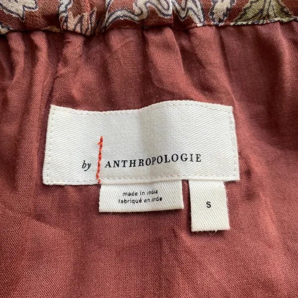 By Anthropologie Boho Relaxed Floral Paisley Faux Wrap Skirt S Rust - Image 4