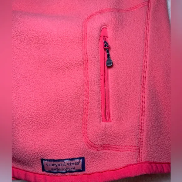 Vineyard Vines Martha's Vineyard Full-Zip Fleece Vest Coral Pink Size Large - Image 5