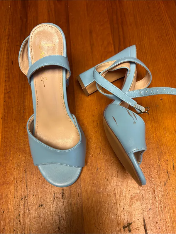 Lulu's Light Blue Open-Toe Slide Heels - Image 2