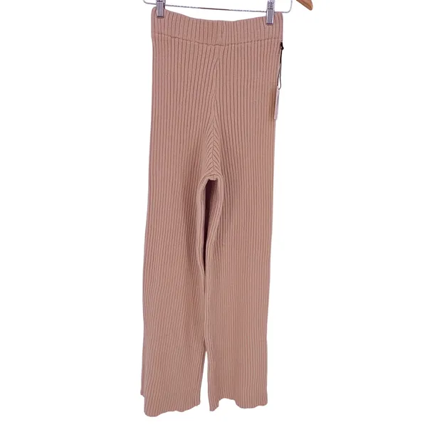 Sincerely Jules Ribbed Knit Pants Womens Large Pink Wide Leg Lounge Cozy NWT - Image 3