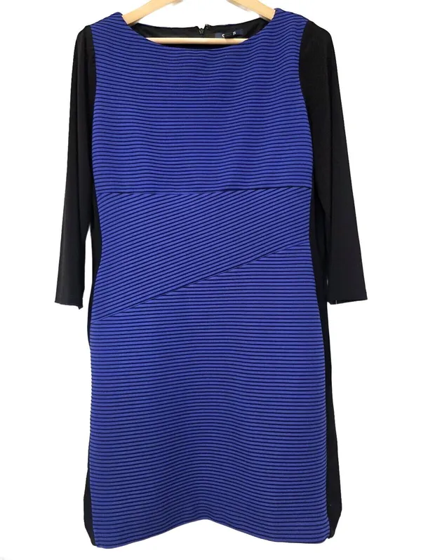 Chaps Plus Womens Striped stretch knit dress blue black stripe size 16 NEW Work - Image 2