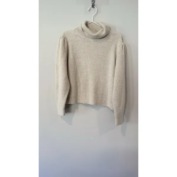 J.Crew Puff-Sleeve Turtleneck Sweater in ivory Size Large - Image 2