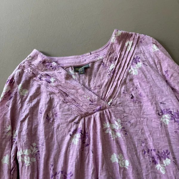 Style & Co. Floral Pintuck V-Neck Knit Top - Image 5