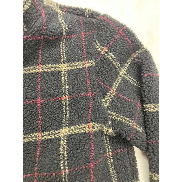 EP Pro Women Plaid Fleece Sherpa‎ Jacket Full Zip Black Red Tan Size S/P Golf - Image 3
