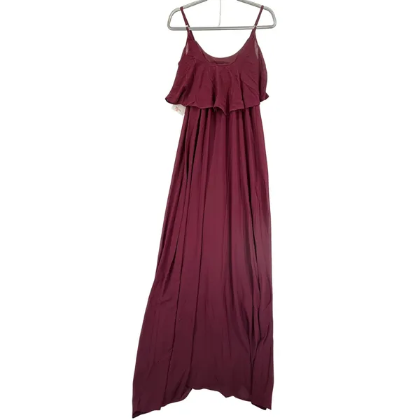 Show‎ Me Your Mumu Caitlin Ruffle Maxi Dress XS Burgundy Merlot Sleeveless - Image 9