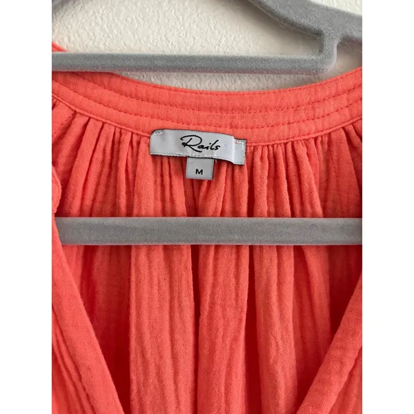 Rails Aureta Cotton Gauze Mini Dress Womens Medium Orange Resort Travel Vacation - Image 6