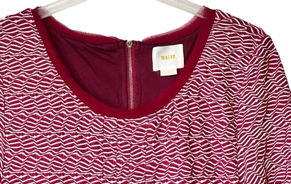 Anthropologie Maeve Dora Large Shirt Dress Red Textured Lined - Image 10