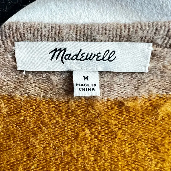 Madewell Kent Stripe Longline Open Cardigan Alpaca Wool Blend‎ Multicolor Medium - Image 3