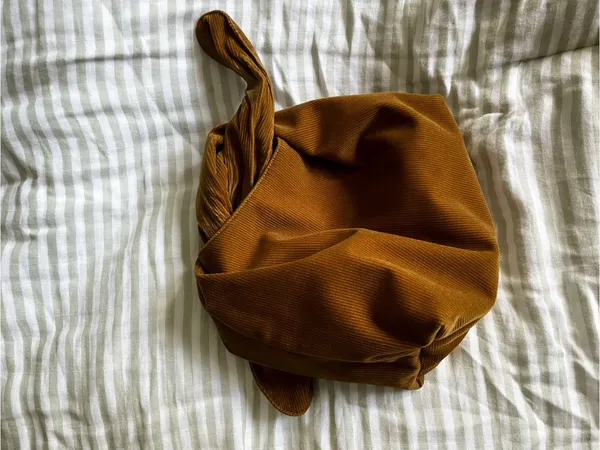 Merit Skincare Makeup Tie Knot Cosmetics Small Corduroy Bag - Image 5
