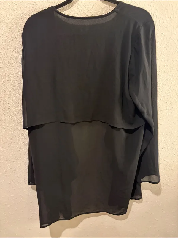 Leith Black Draped Open-Front Cardigan - Image 3